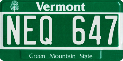 VT license plate NEQ647