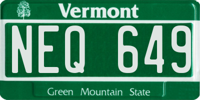 VT license plate NEQ649