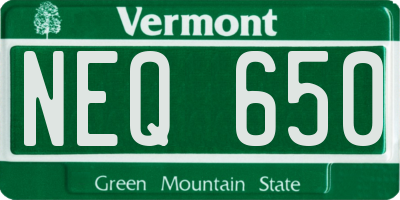 VT license plate NEQ650