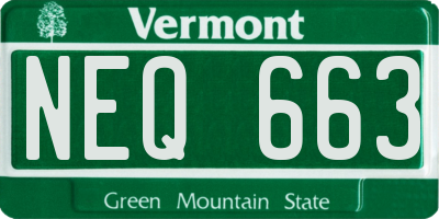 VT license plate NEQ663
