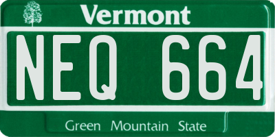 VT license plate NEQ664