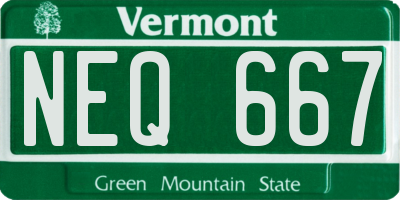VT license plate NEQ667