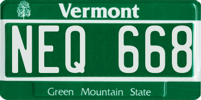 VT license plate NEQ668
