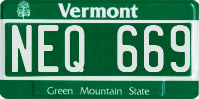VT license plate NEQ669