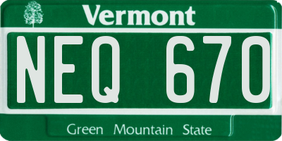 VT license plate NEQ670