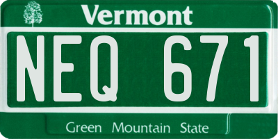 VT license plate NEQ671