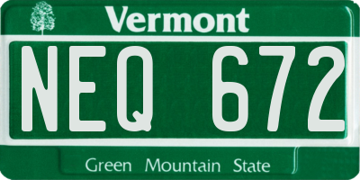 VT license plate NEQ672