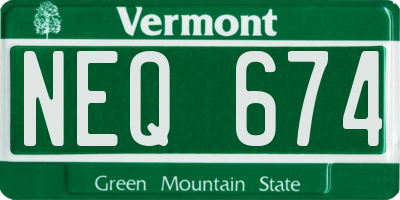 VT license plate NEQ674