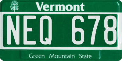 VT license plate NEQ678
