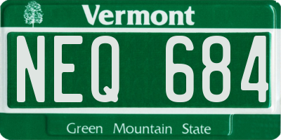 VT license plate NEQ684