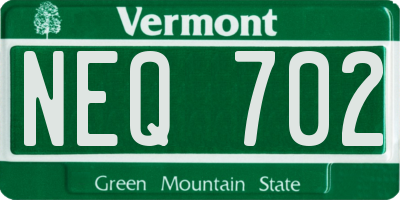 VT license plate NEQ702