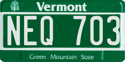 VT license plate NEQ703