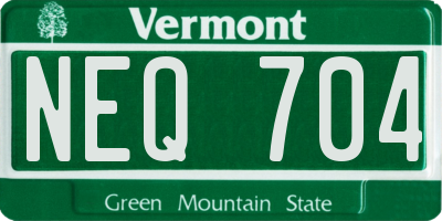 VT license plate NEQ704