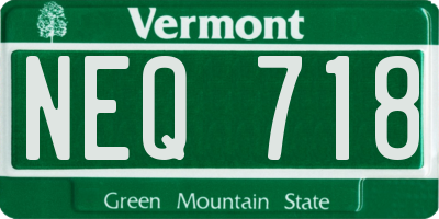 VT license plate NEQ718