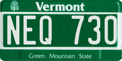 VT license plate NEQ730