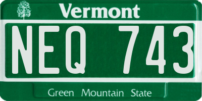 VT license plate NEQ743