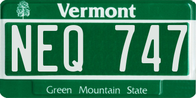 VT license plate NEQ747