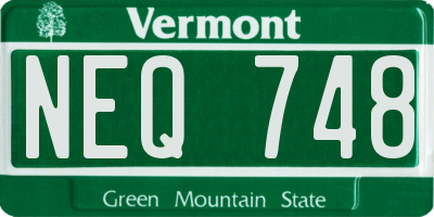 VT license plate NEQ748