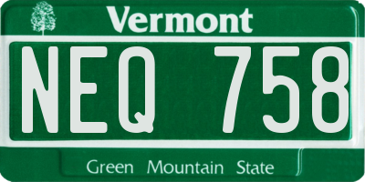 VT license plate NEQ758