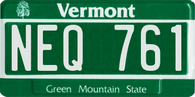 VT license plate NEQ761