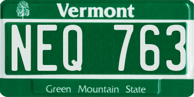 VT license plate NEQ763