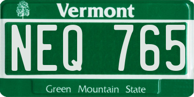 VT license plate NEQ765