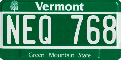 VT license plate NEQ768