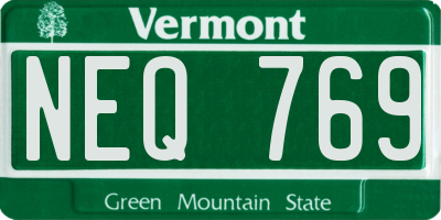 VT license plate NEQ769