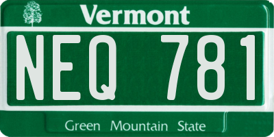 VT license plate NEQ781
