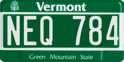 VT license plate NEQ784