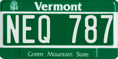 VT license plate NEQ787