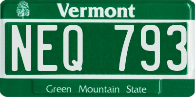 VT license plate NEQ793