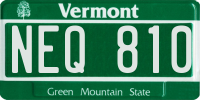 VT license plate NEQ810