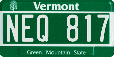 VT license plate NEQ817
