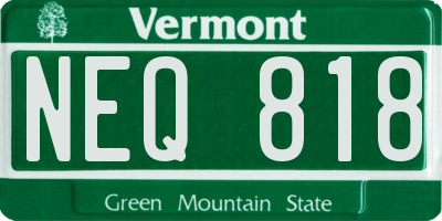 VT license plate NEQ818