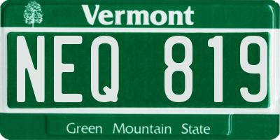 VT license plate NEQ819