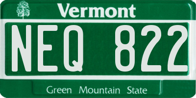 VT license plate NEQ822