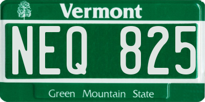 VT license plate NEQ825