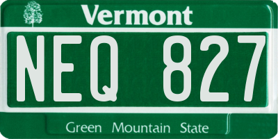 VT license plate NEQ827