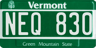 VT license plate NEQ830