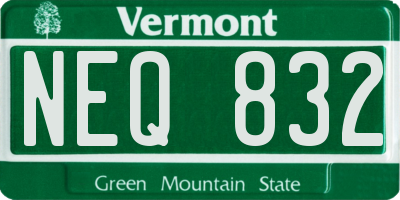 VT license plate NEQ832