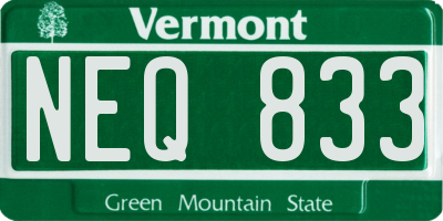 VT license plate NEQ833