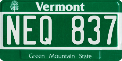 VT license plate NEQ837