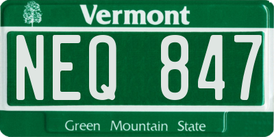 VT license plate NEQ847