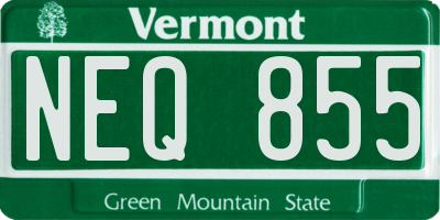VT license plate NEQ855