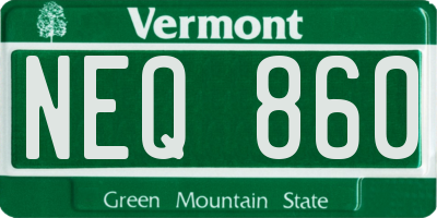 VT license plate NEQ860