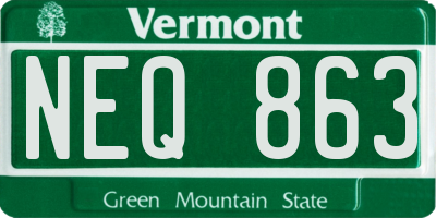 VT license plate NEQ863