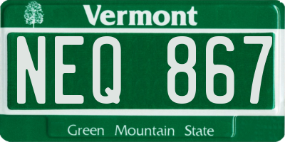 VT license plate NEQ867