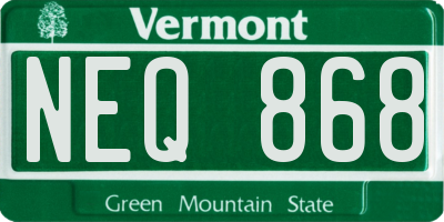 VT license plate NEQ868