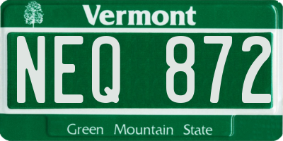 VT license plate NEQ872